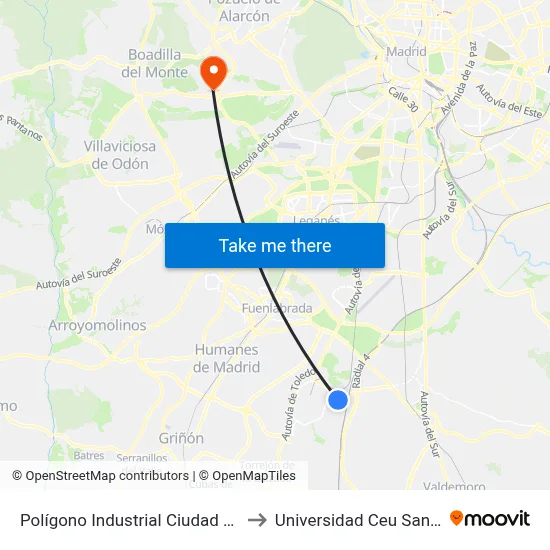 Polígono Industrial Ciudad De Parla to Universidad Ceu San Pablo map