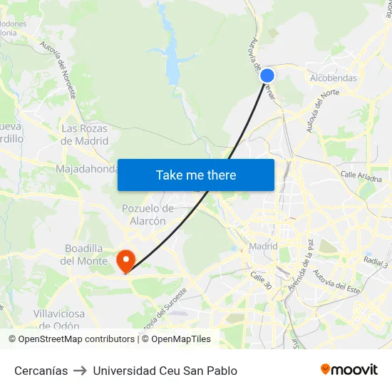 Cercanías to Universidad Ceu San Pablo map