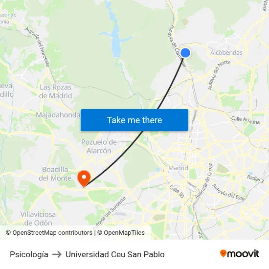 Psicología to Universidad Ceu San Pablo map
