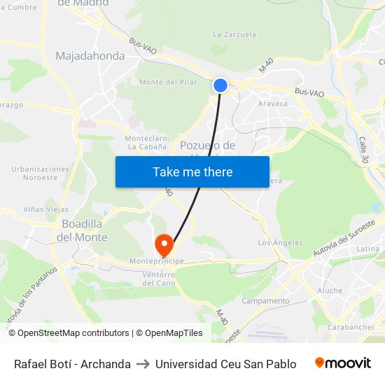 Rafael Botí - Archanda to Universidad Ceu San Pablo map