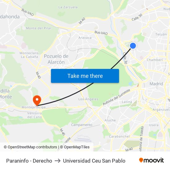 Paraninfo - Derecho to Universidad Ceu San Pablo map