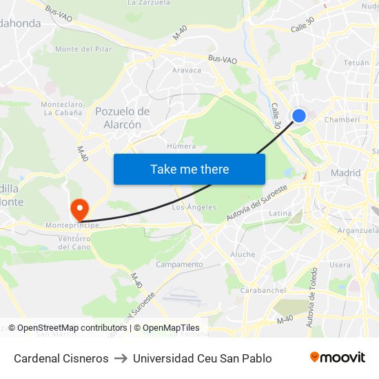 Cardenal Cisneros to Universidad Ceu San Pablo map