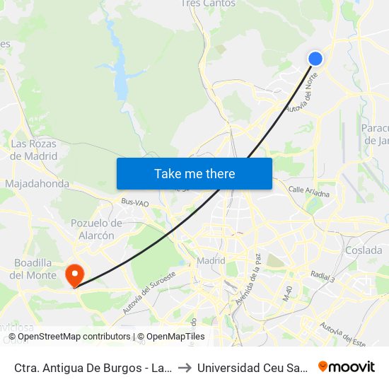 Ctra. Antigua De Burgos - La Granjilla to Universidad Ceu San Pablo map
