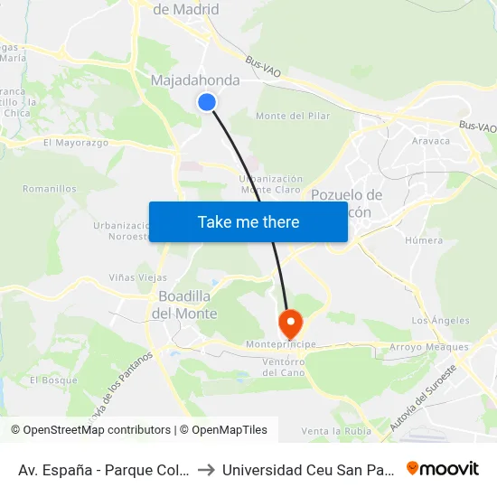 Av. España - Parque Colón to Universidad Ceu San Pablo map