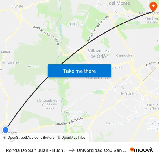 Ronda De San Juan - Buenavista to Universidad Ceu San Pablo map