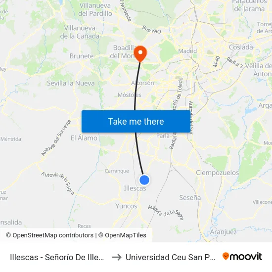 Illescas - Señorío De Illescas to Universidad Ceu San Pablo map
