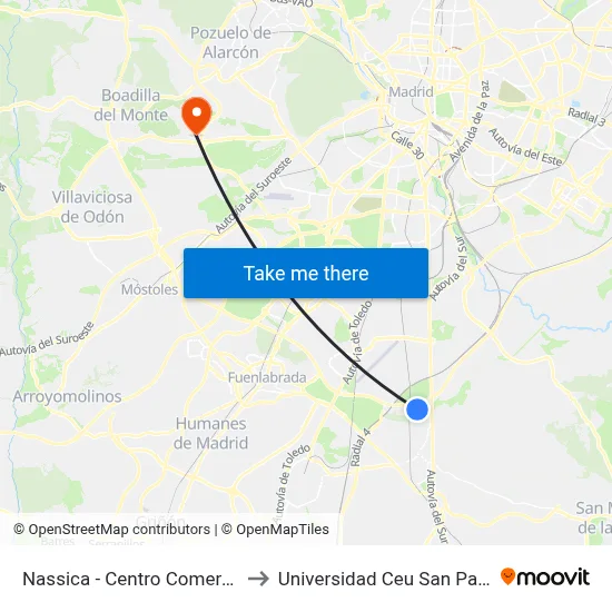 Nassica - Centro Comercial to Universidad Ceu San Pablo map