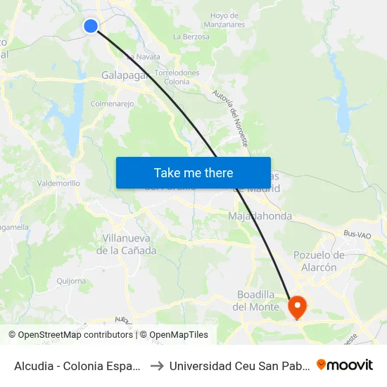 Alcudia - Colonia España to Universidad Ceu San Pablo map