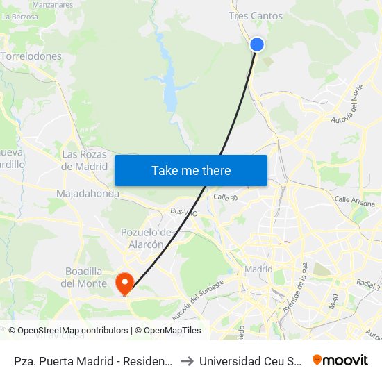 Pza. Puerta Madrid - Residencial Aislada to Universidad Ceu San Pablo map