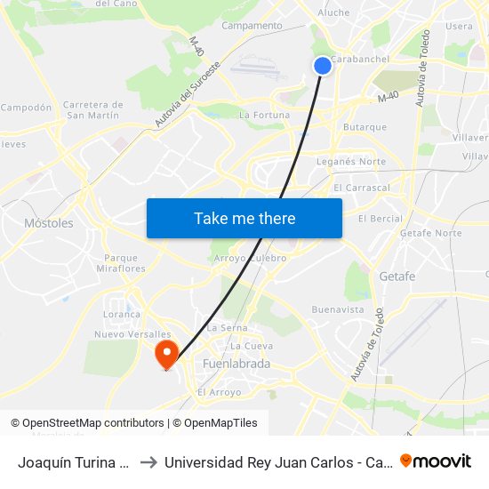 Joaquín Turina - Las Cruces to Universidad Rey Juan Carlos - Campus De Fuenlabrada map