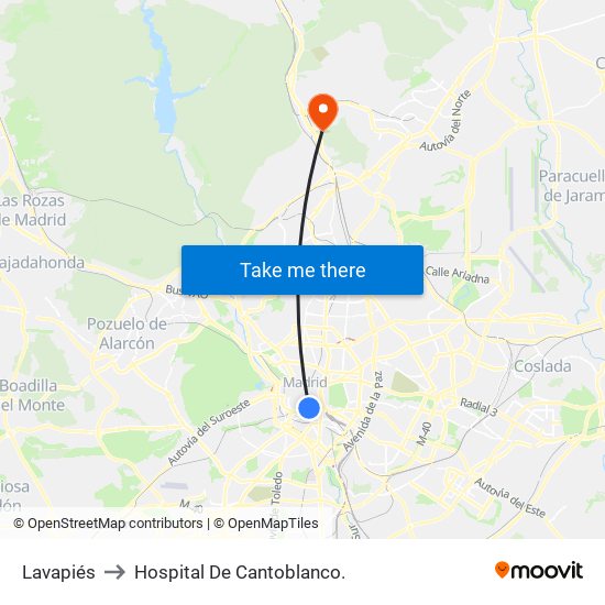 Lavapiés to Hospital De Cantoblanco. map