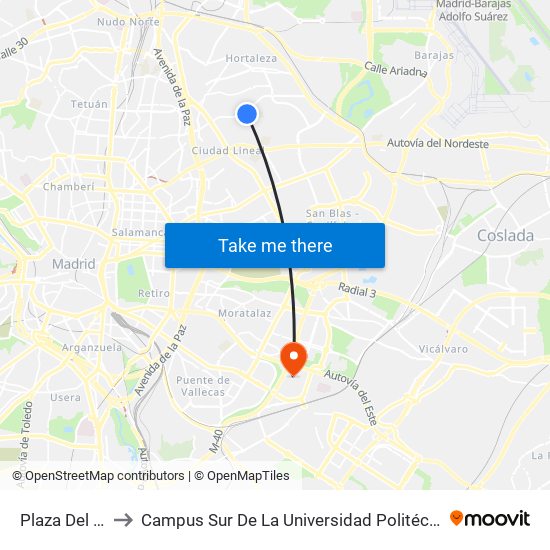 Plaza Del Liceo to Campus Sur De La Universidad Politécnica De Madrid map