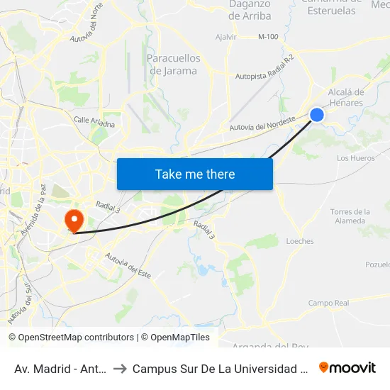 Av. Madrid - Antonio Suárez to Campus Sur De La Universidad Politécnica De Madrid map