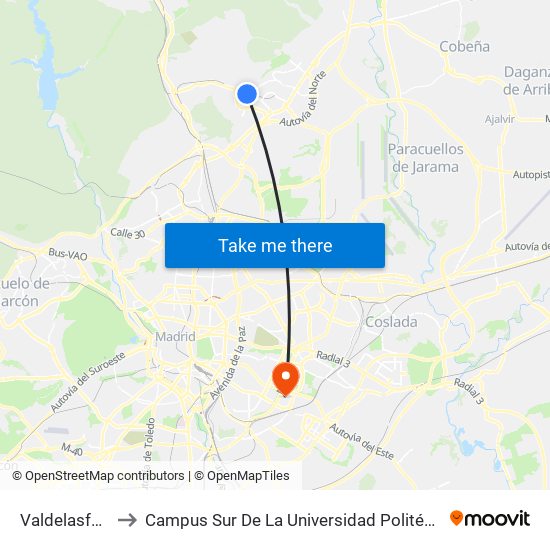 Valdelasfuentes to Campus Sur De La Universidad Politécnica De Madrid map