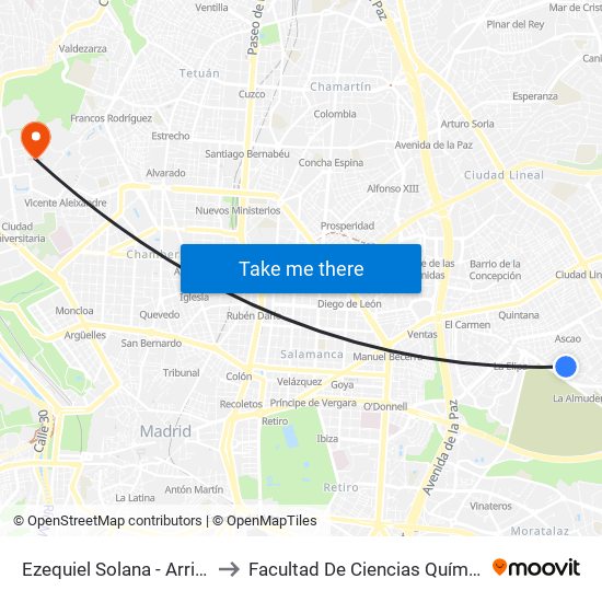 Ezequiel Solana - Arriaga to Facultad De Ciencias Químicas map