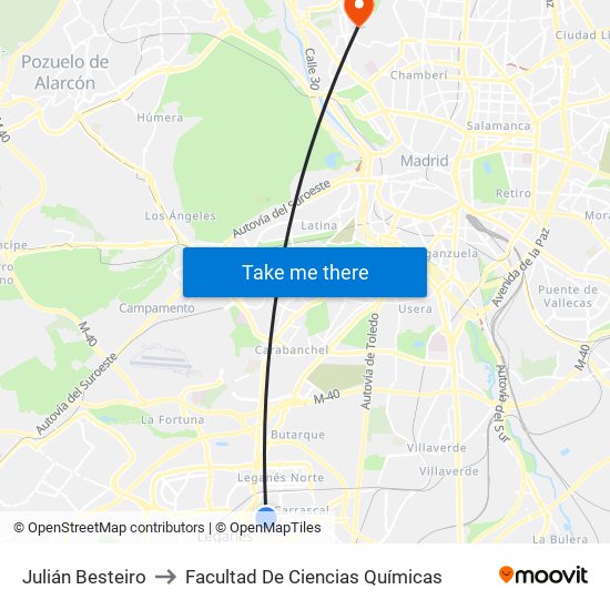 Julián Besteiro to Facultad De Ciencias Químicas map