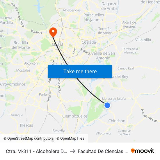Ctra. M-311 - Alcoholera De Chinchón to Facultad De Ciencias Químicas map