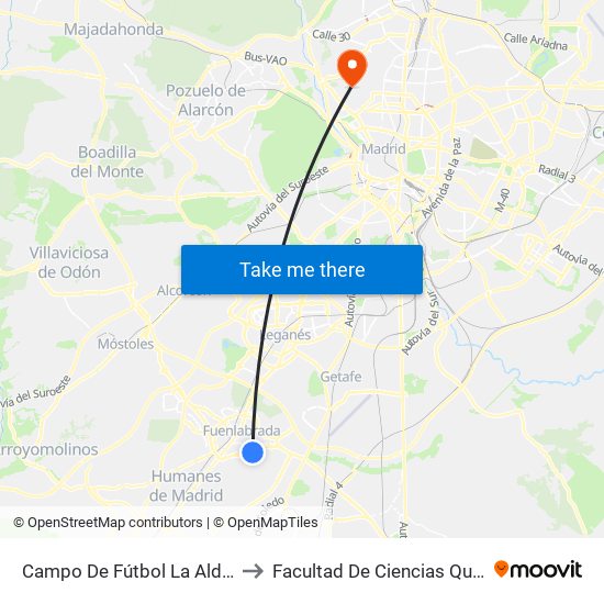 Campo De Fútbol La Aldehuela to Facultad De Ciencias Químicas map