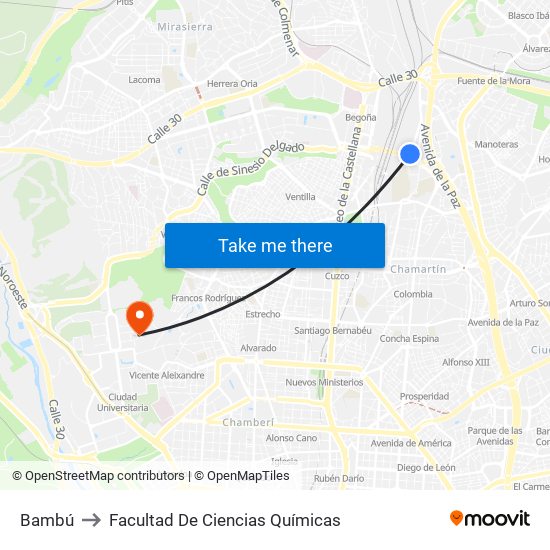 Bambú to Facultad De Ciencias Químicas map