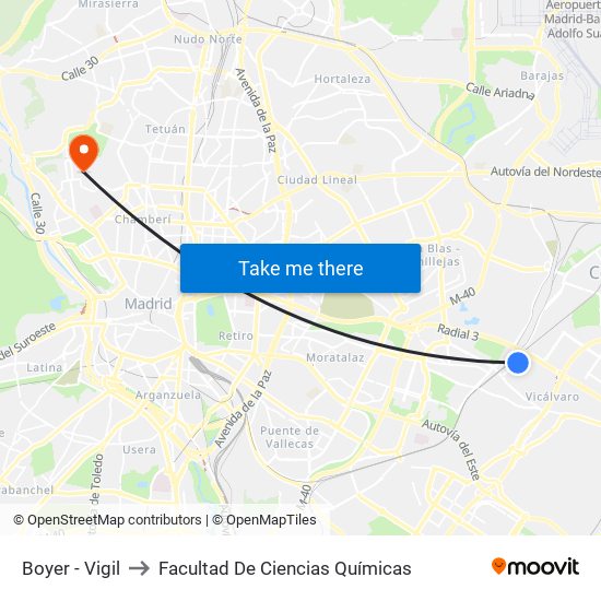 Boyer - Vigil to Facultad De Ciencias Químicas map