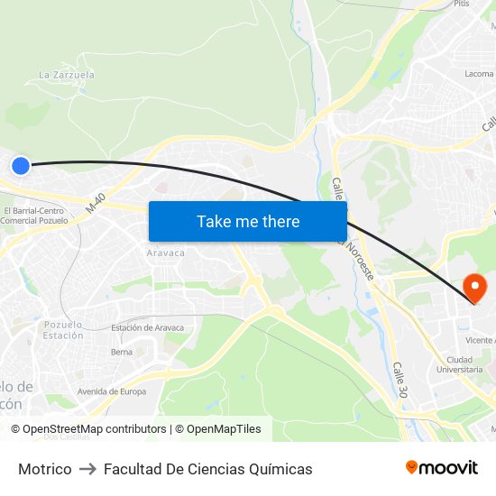 Motrico to Facultad De Ciencias Químicas map