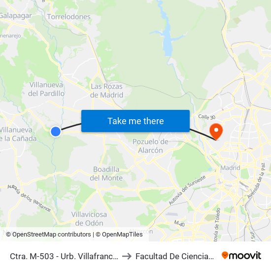 Ctra. M-503 - Urb. Villafranca Del Castillo to Facultad De Ciencias Químicas map