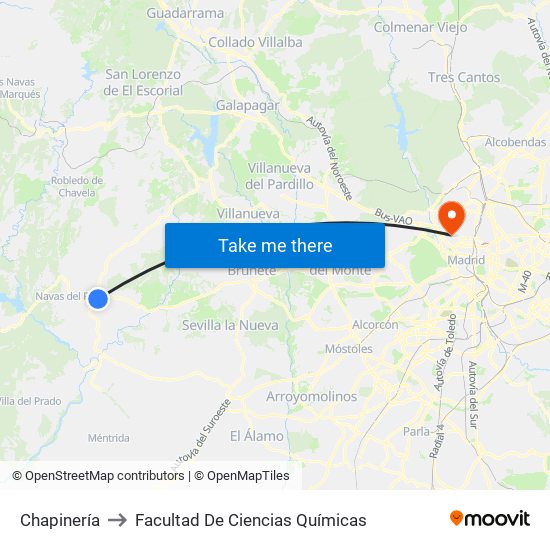 Chapinería to Facultad De Ciencias Químicas map