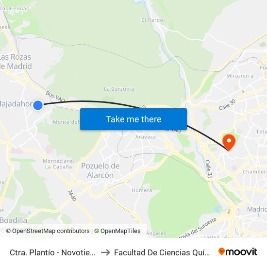 Ctra. Plantío - Novotiendas to Facultad De Ciencias Químicas map
