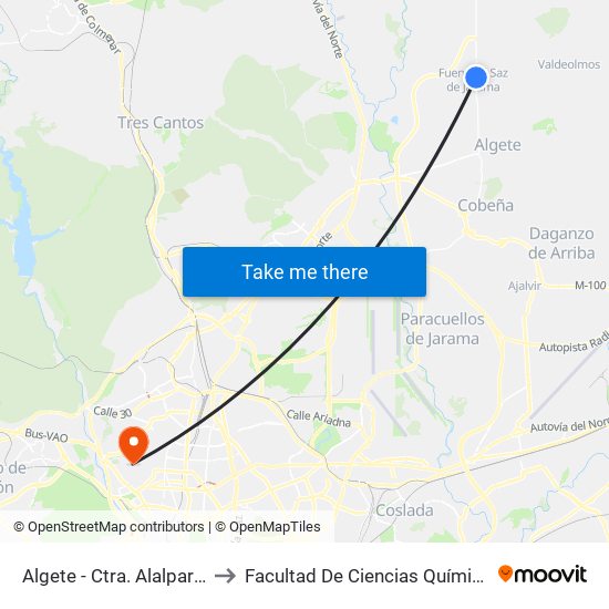 Algete - Ctra. Alalpardo to Facultad De Ciencias Químicas map