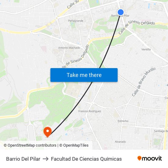Barrio Del Pilar to Facultad De Ciencias Químicas map
