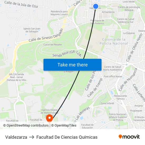 Valdezarza to Facultad De Ciencias Químicas map