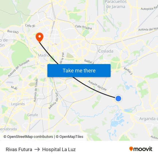 Rivas Futura to Hospital La Luz map