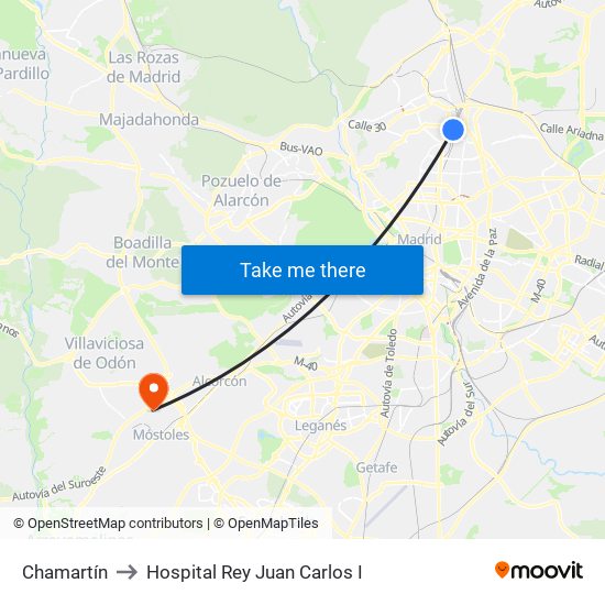 Chamartín to Hospital Rey Juan Carlos I map