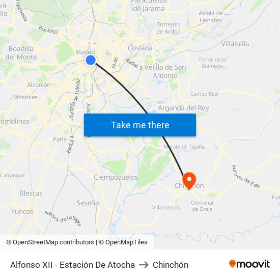 Alfonso XII - Estación De Atocha to Chinchón map