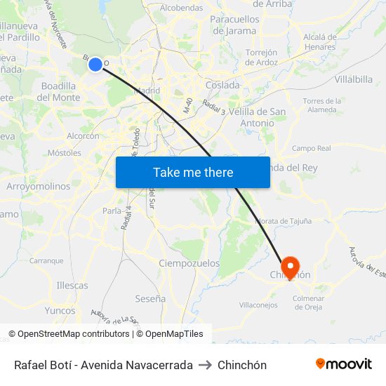 Rafael Botí - Avenida Navacerrada to Chinchón map