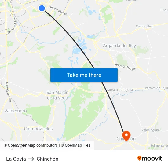 La Gavia to Chinchón map