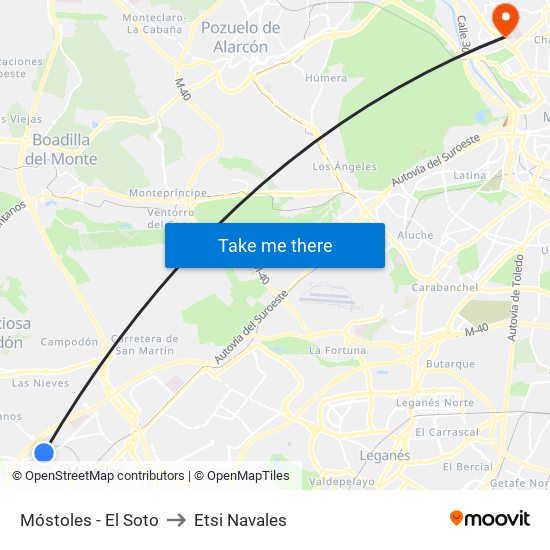 Móstoles - El Soto to Etsi Navales map