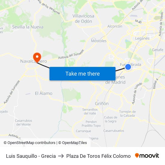 Luis Sauquillo - Grecia to Plaza De Toros Félix Colomo map