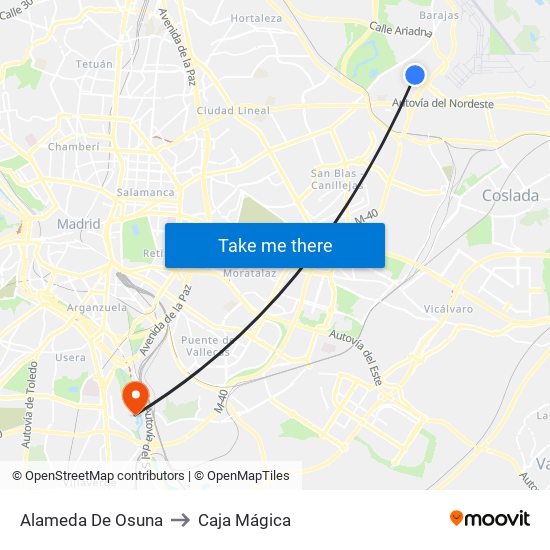 Alameda De Osuna to Caja Mágica map