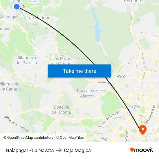 Galapagar - La Navata to Caja Mágica map