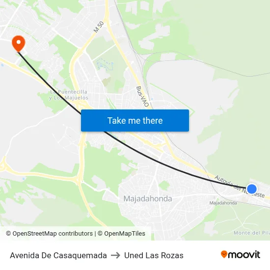 Avenida De Casaquemada to Uned Las Rozas map