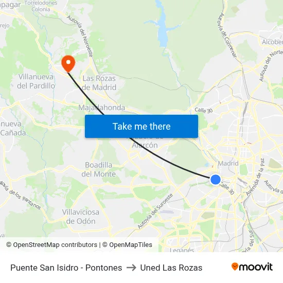 Puente San Isidro - Pontones to Uned Las Rozas map