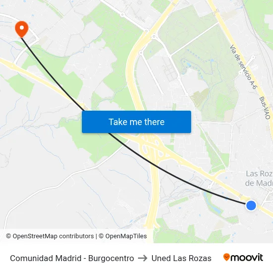 Comunidad Madrid - Burgocentro to Uned Las Rozas map