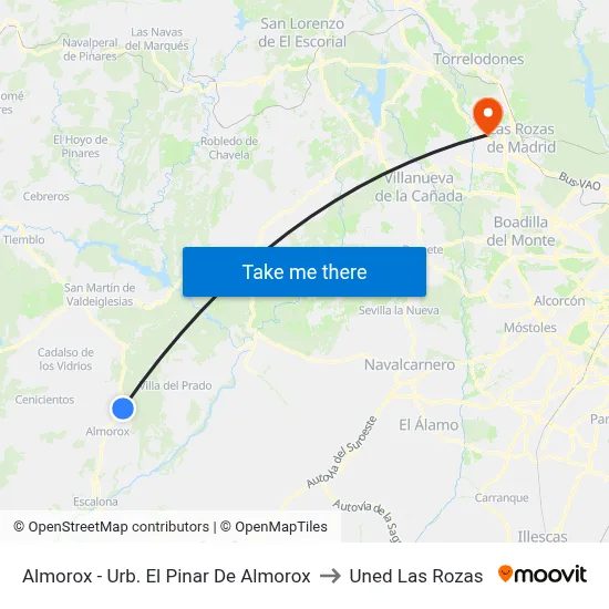 Almorox - Urb. El Pinar De Almorox to Uned Las Rozas map