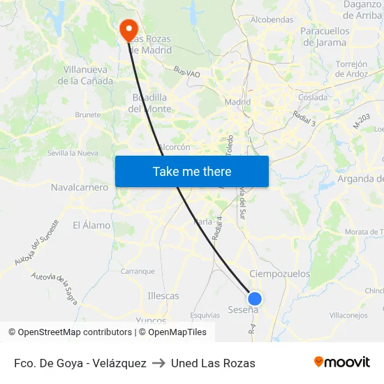 Fco. De Goya - Velázquez to Uned Las Rozas map
