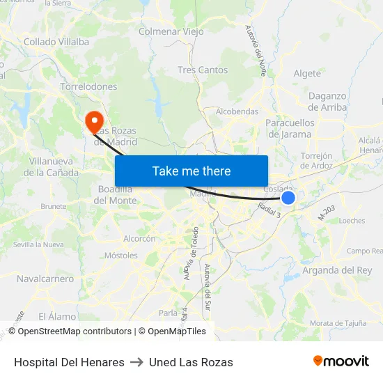 Hospital Del Henares to Uned Las Rozas map
