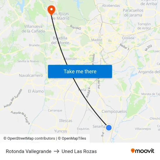Rotonda Vallegrande to Uned Las Rozas map