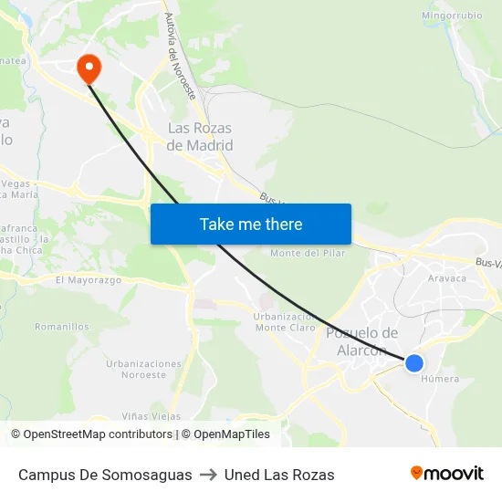 Campus De Somosaguas to Uned Las Rozas map