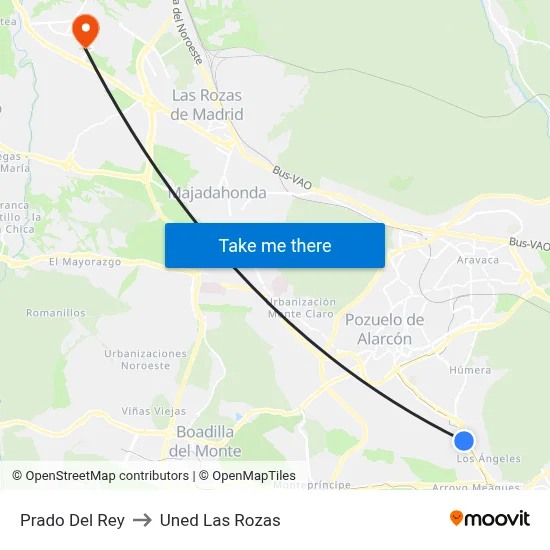 Prado Del Rey to Uned Las Rozas map