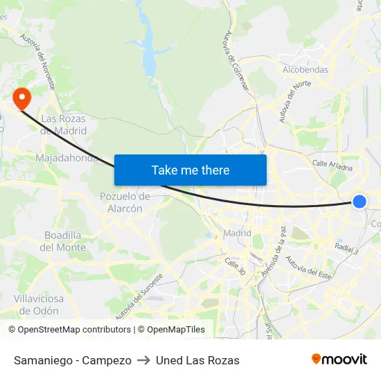 Samaniego - Campezo to Uned Las Rozas map